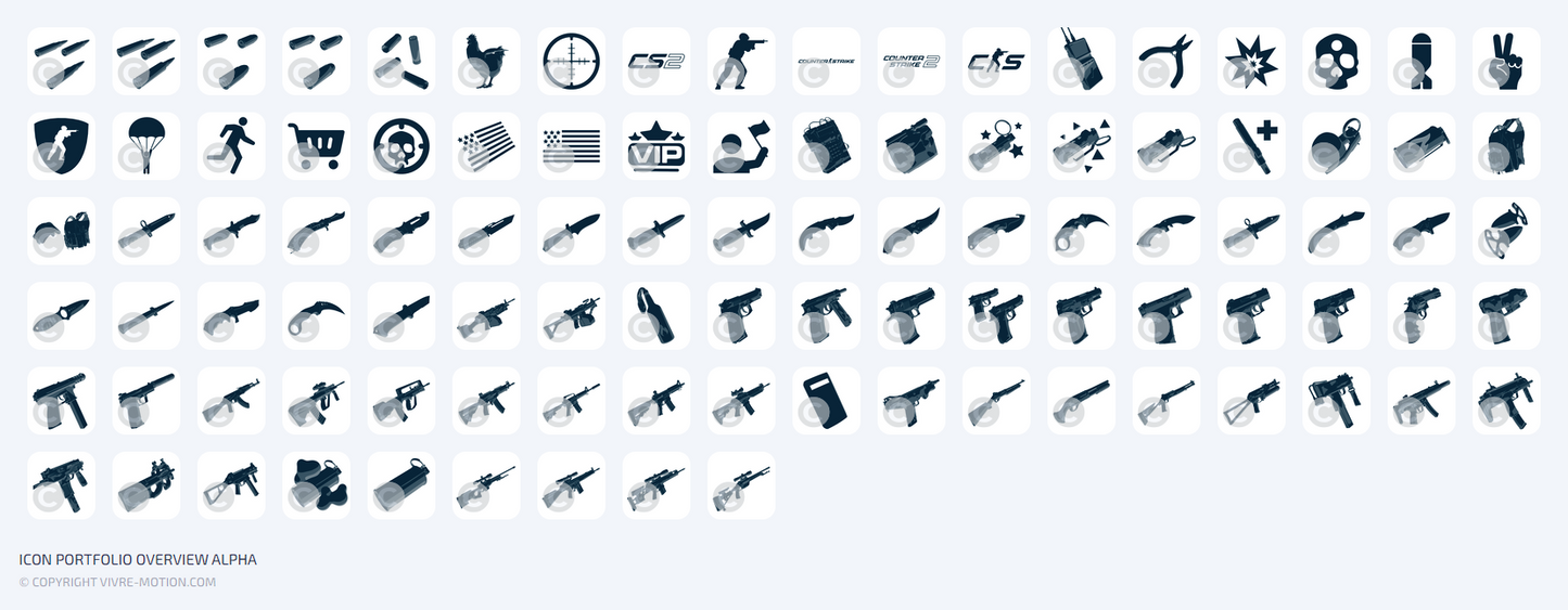CS2 Counter Strike 2 Weapon Pack - RGB PNG Shortcut Icons Overview | STREAM DECK | LOUPEDECK | TOUCH-PORTAL | RAZER | VIVRE-MOTION