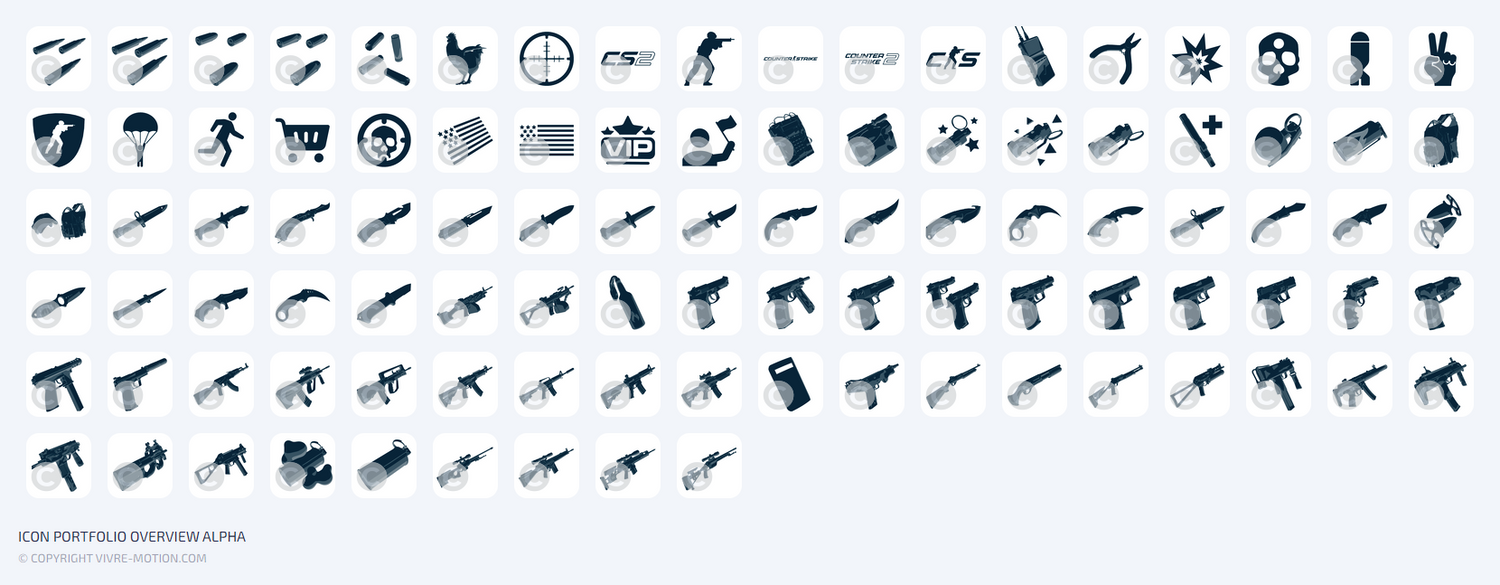 CS2 Counter Strike 2 Weapon Pack - RGB PNG Shortcut Icons Overview | STREAM DECK | LOUPEDECK | TOUCH-PORTAL | RAZER | VIVRE-MOTION