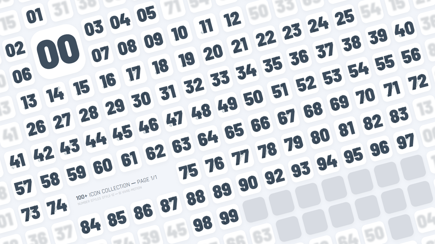 NUMBER STYLES STYLE-12 ─ RGB HOTKEY STREAM DECK ICONS ─ VIVRE-MOTION