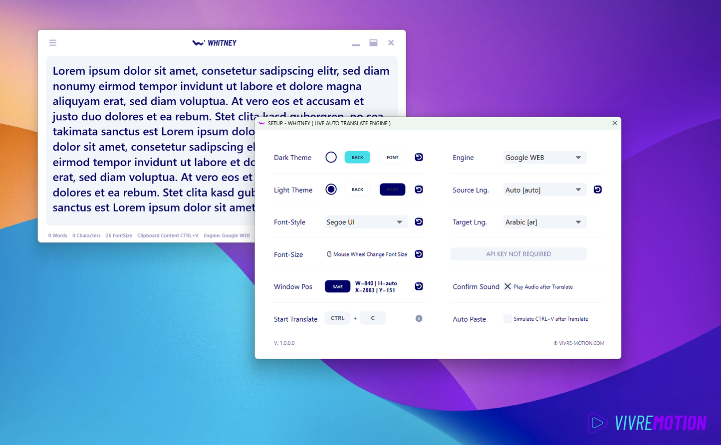 WHITNEY LIVE TRANSLATE SETUP FOR WINDOWS | VIVRE-MOTION