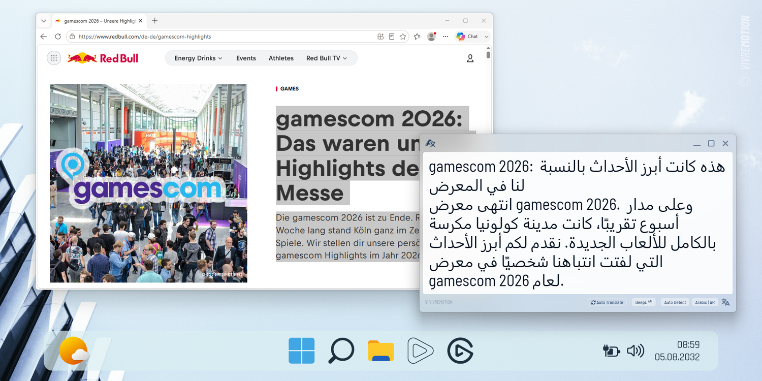 AUTO TRANSLATE SMART WINDOW ARABIC | STREAM DECK PLUGIN | VIVRE-MOTION