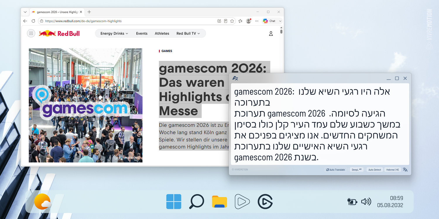 AUTO TRANSLATE SMART WINDOW HEBREW | STREAM DECK PLUGIN | VIVRE-MOTION