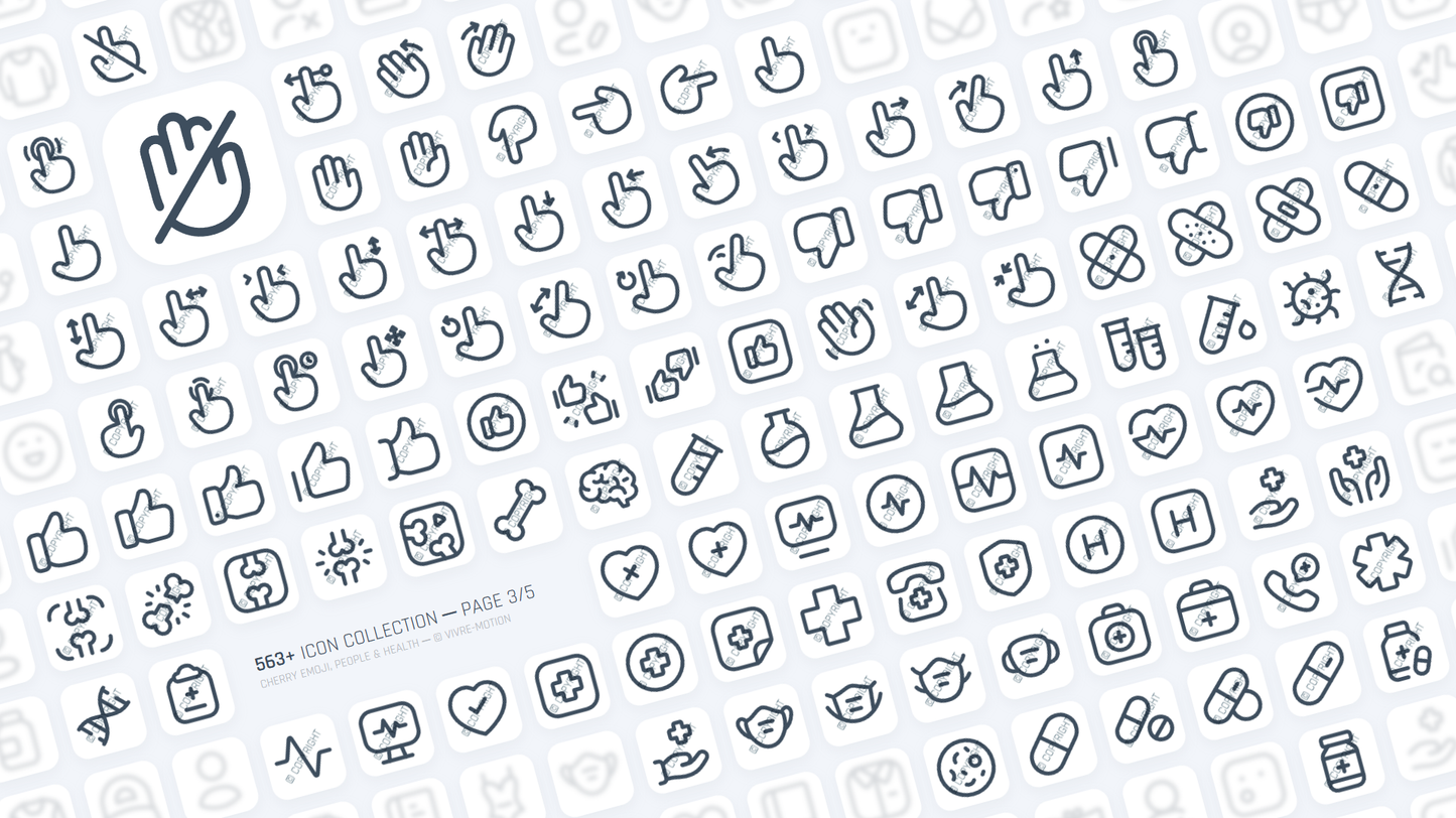 CHERRY EMOJI, PEOPLE & HEALTH ─ RGB HOTKEY STREAM DECK ICONS ─ VIVRE-MOTION