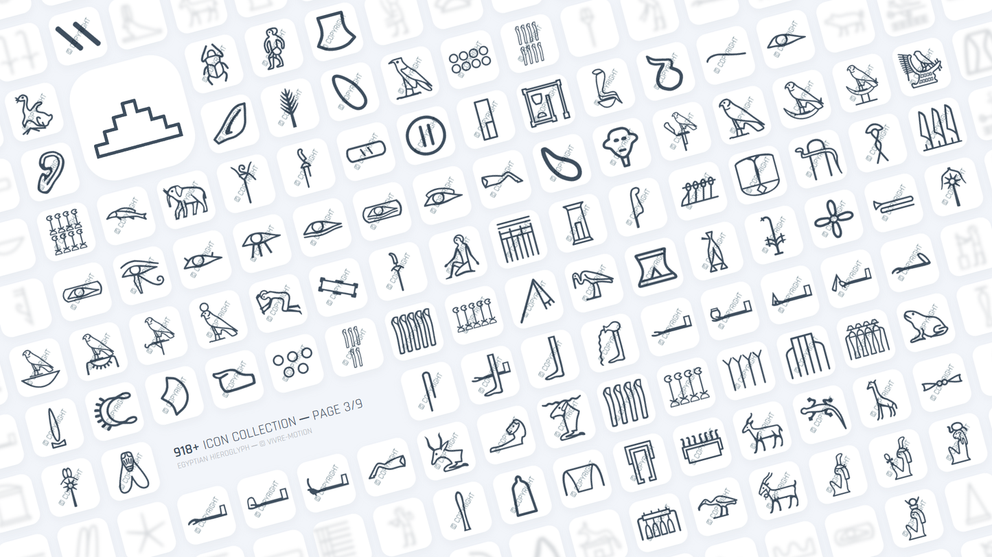 EGYPTIAN HIEROGLYPH ─ RGB HOTKEY STREAM DECK ICONS ─ VIVRE-MOTION