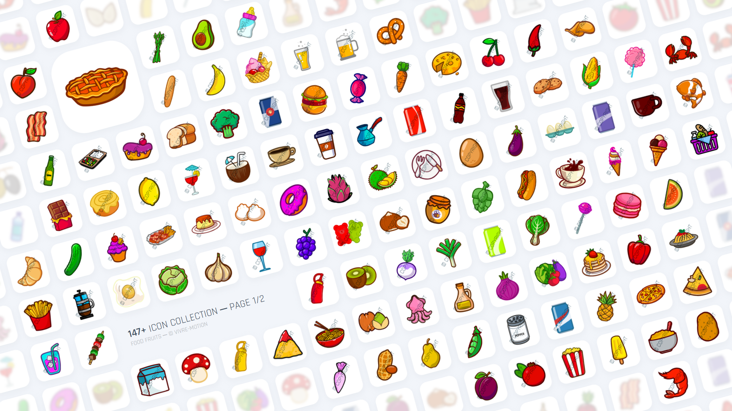 FOOD FRUITS ─ RGB HOTKEY STREAM DECK ICONS ─ VIVRE-MOTION