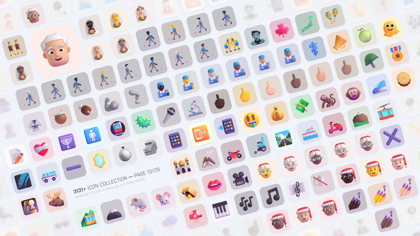 MICROSOFT FLUENT UI EMOJI 3D ─ RGB HOTKEY STREAM DECK ICONS ─ VIVRE-MOTION