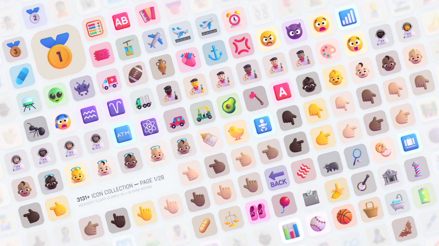 MICROSOFT FLUENT UI EMOJI 3D ─ RGB HOTKEY STREAM DECK ICONS ─ VIVRE-MOTION