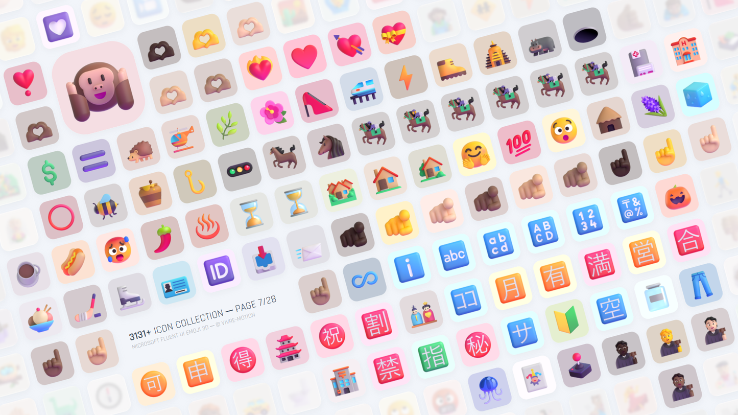 MICROSOFT FLUENT UI EMOJI 3D ─ RGB HOTKEY STREAM DECK ICONS ─ VIVRE-MOTION