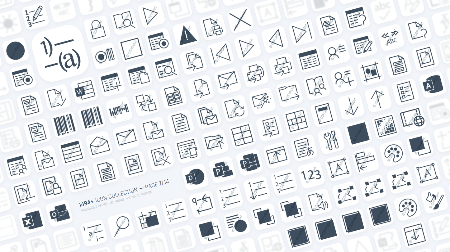 MICROSOFT WORD 365 OFFICE ─ RGB HOTKEY STREAM DECK ICONS ─ VIVRE-MOTION
