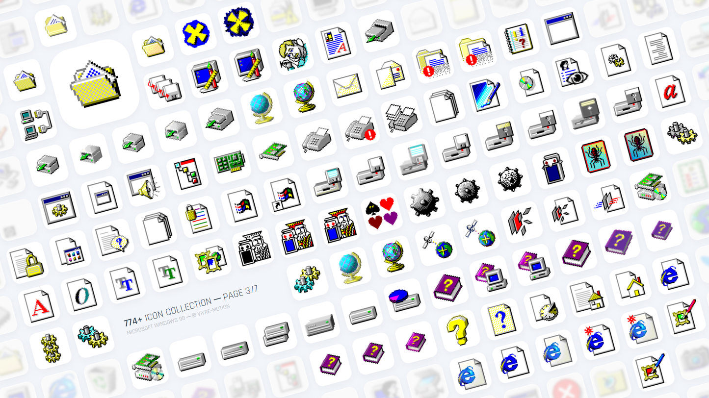 MICROSOFT WINDOWS 98SE ─ RGB HOTKEY STREAM DECK ICONS ─ VIVRE-MOTION