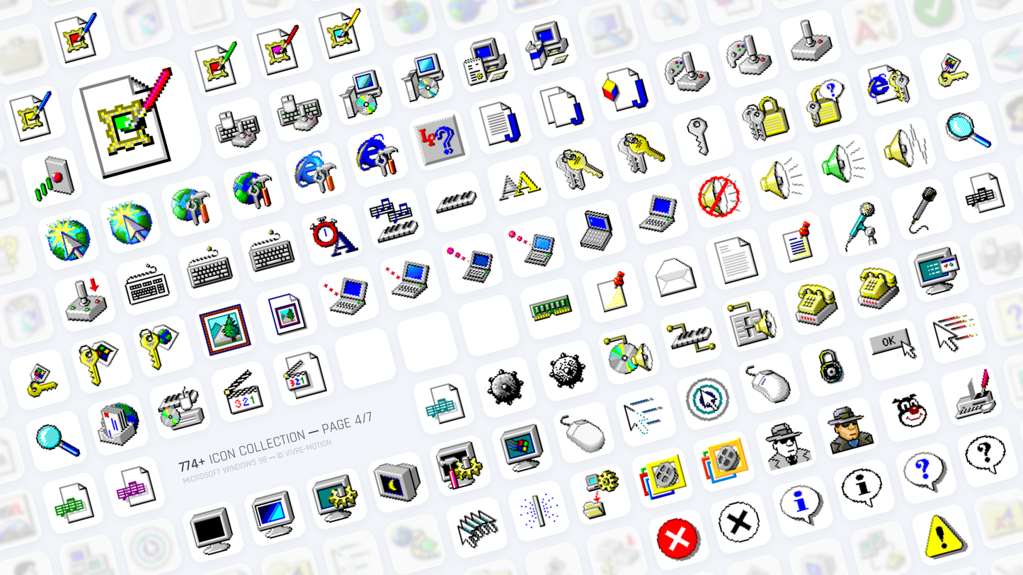 MICROSOFT WINDOWS 98SE ─ RGB HOTKEY STREAM DECK ICONS ─ VIVRE-MOTION