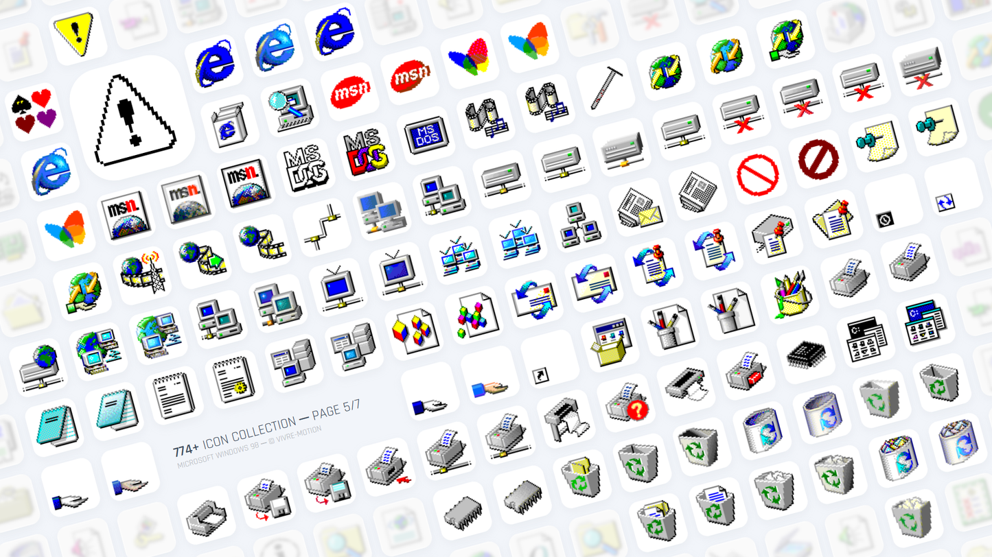 MICROSOFT WINDOWS 98SE ─ RGB HOTKEY STREAM DECK ICONS ─ VIVRE-MOTION