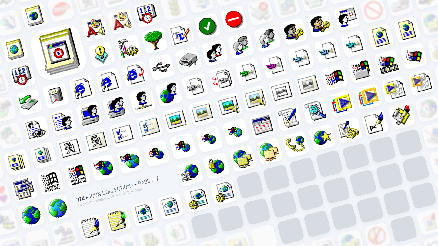 MICROSOFT WINDOWS 98SE ─ RGB HOTKEY STREAM DECK ICONS ─ VIVRE-MOTION