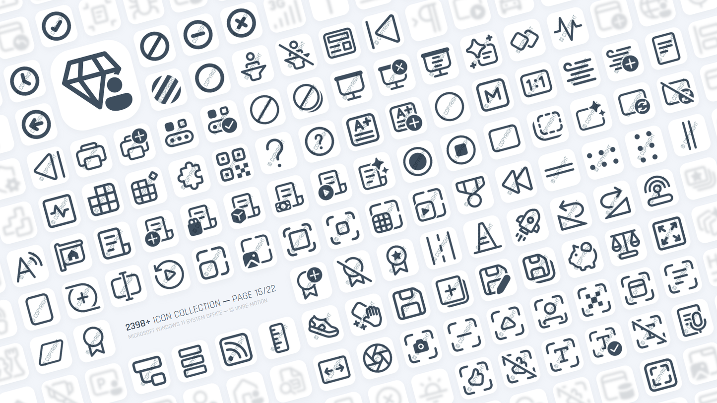 MICRSOFT WINDOWS 11 SYSTEM OFFICE ─ RGB HOTKEY STREAM DECK ICONS ─ VIVRE-MOTION
