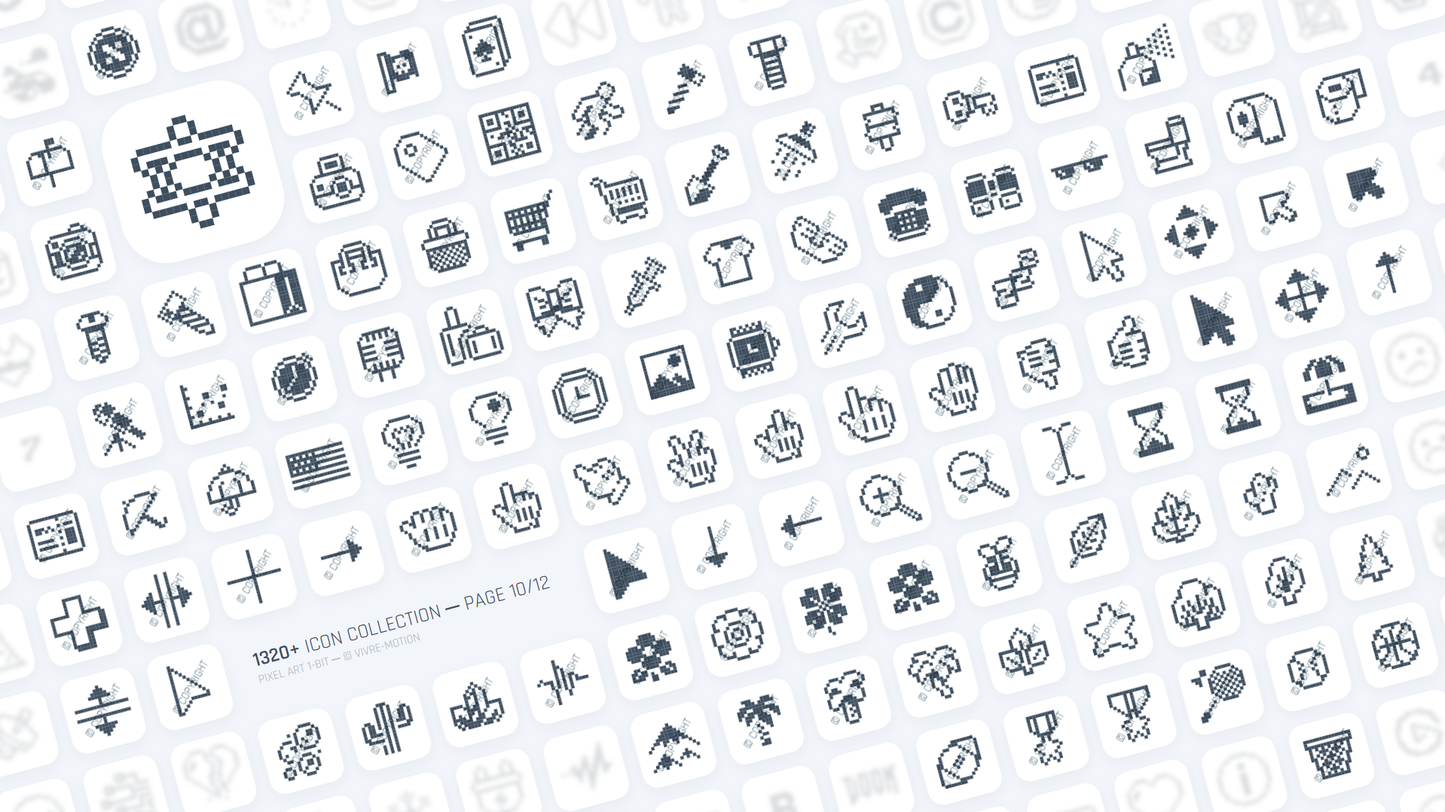 PIXEL ART 1-BIT ─ RGB HOTKEY STREAM DECK ICONS ─ VIVRE-MOTION