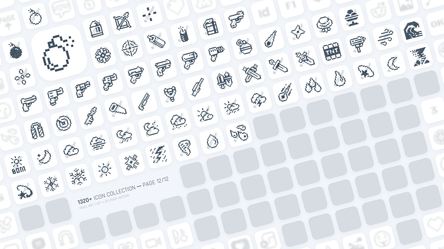 PIXEL ART 1-BIT ─ RGB HOTKEY STREAM DECK ICONS ─ VIVRE-MOTION