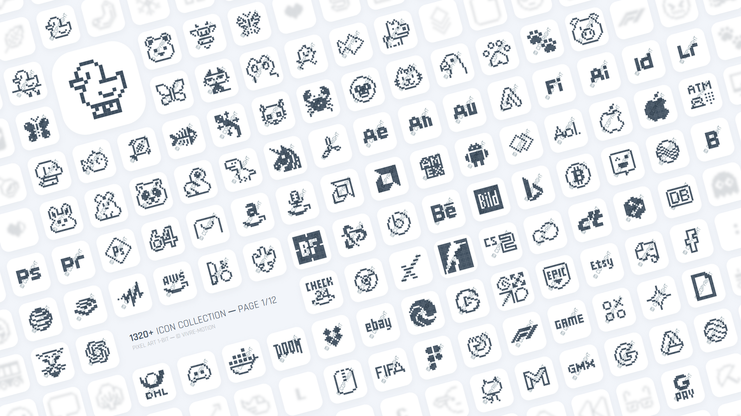 PIXEL ART 1-BIT ─ RGB HOTKEY STREAM DECK ICONS ─ VIVRE-MOTION