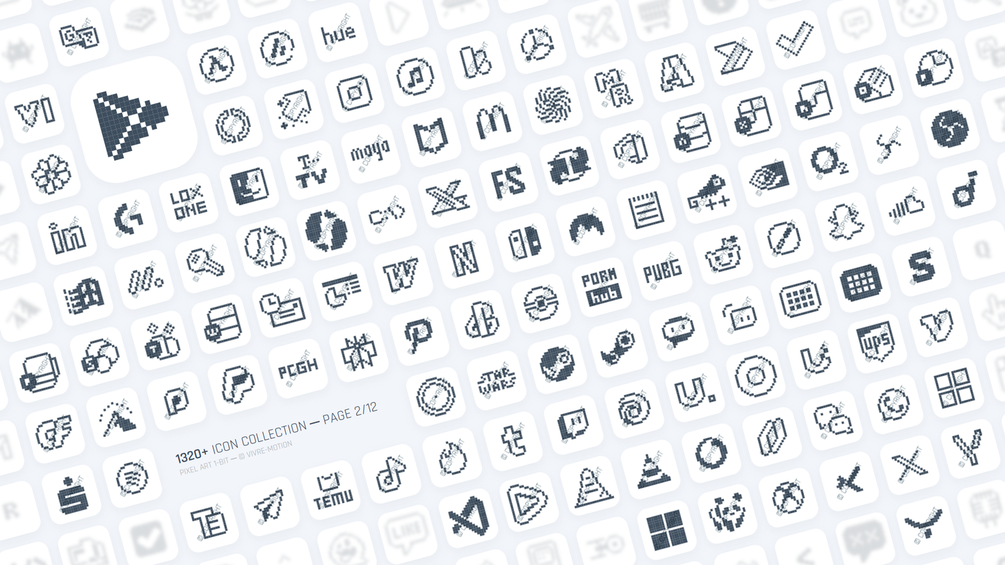 PIXEL ART 1-BIT ─ RGB HOTKEY STREAM DECK ICONS ─ VIVRE-MOTION