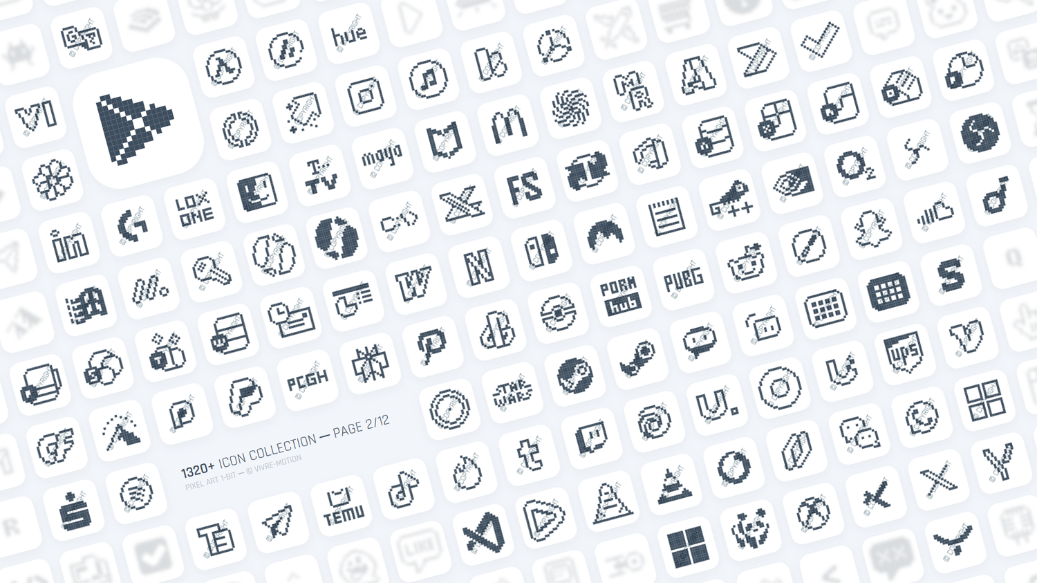 PIXEL ART 1-BIT ─ RGB HOTKEY STREAM DECK ICONS ─ VIVRE-MOTION