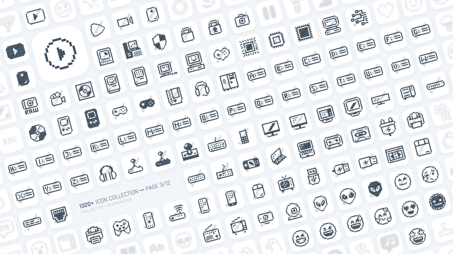 PIXEL ART 1-BIT ─ RGB HOTKEY STREAM DECK ICONS ─ VIVRE-MOTION