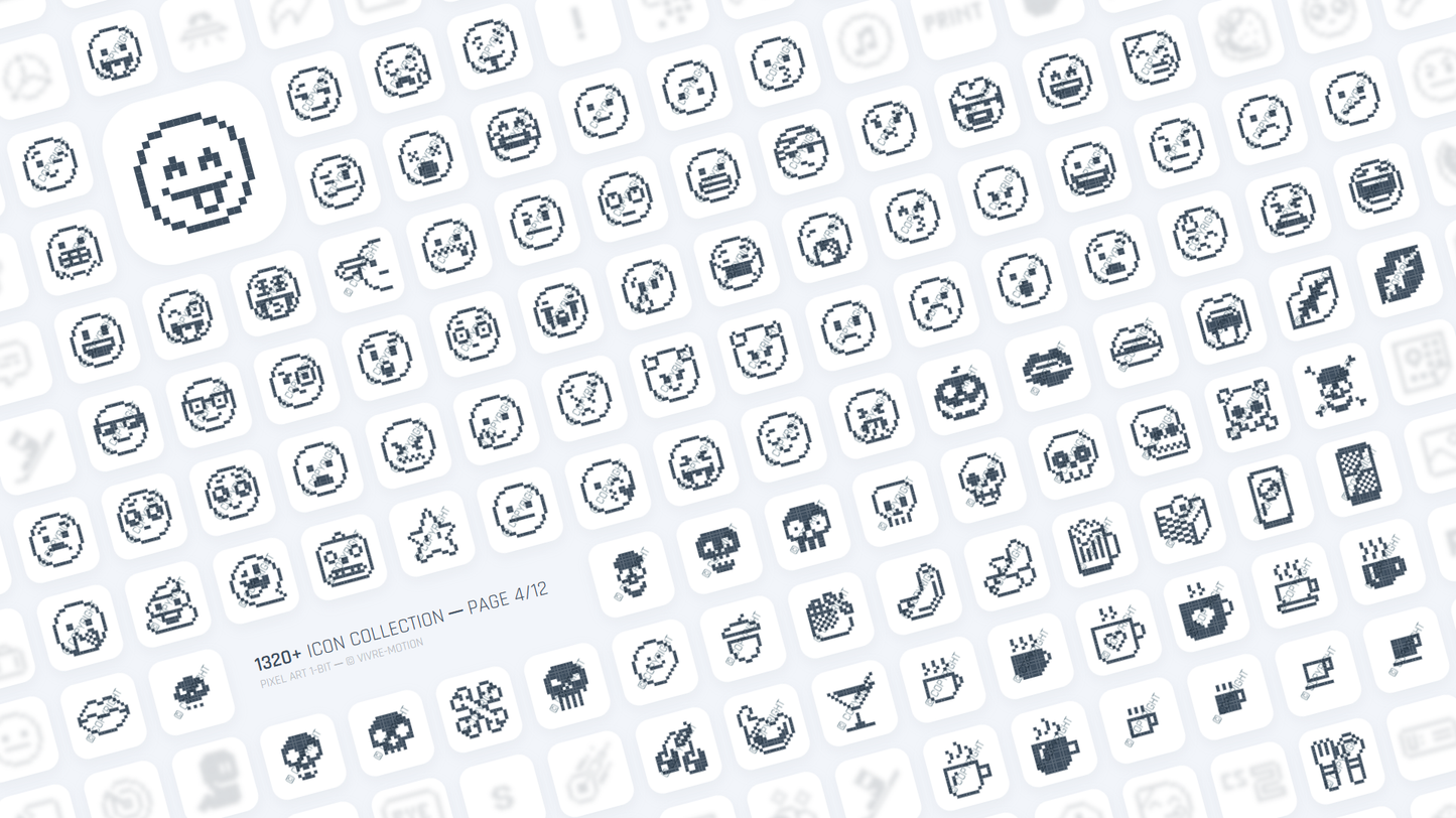 PIXEL ART 1-BIT ─ RGB HOTKEY STREAM DECK ICONS ─ VIVRE-MOTION