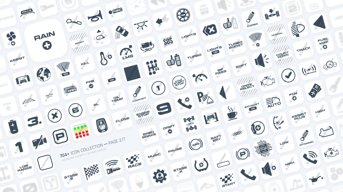 SIM RACING COCKPIT ─ RGB HOTKEY STREAM DECK ICONS ─ VIVRE-MOTION