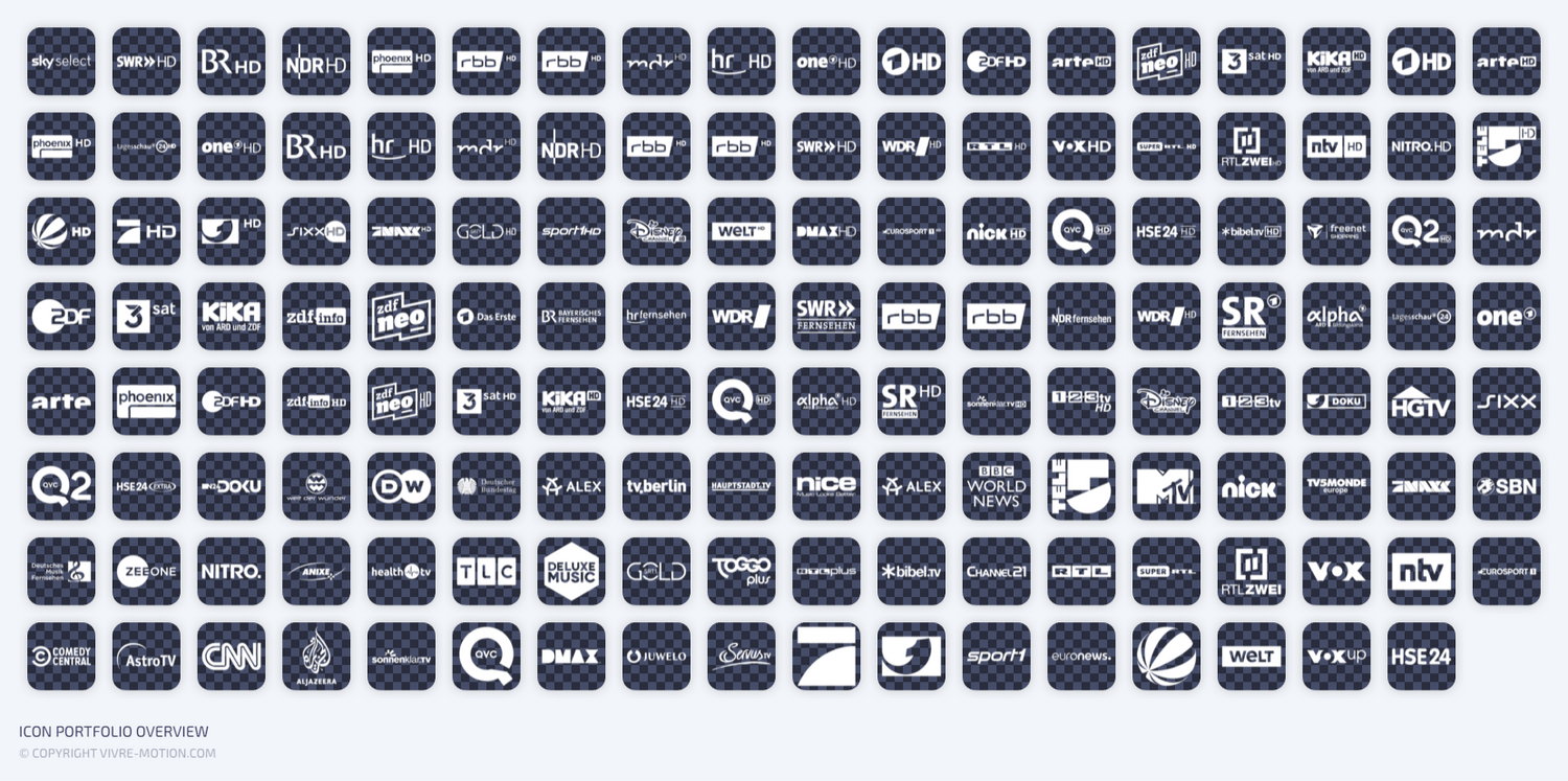 TV STATION BROADCAST LOGOS STREAM DECK ICONS VIVRE MOTION