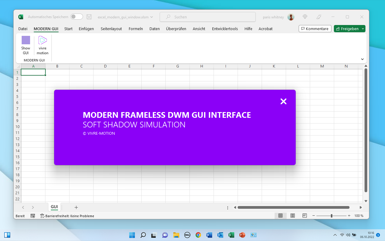 excel frameless dwm api gui interface design template | vivre-motion